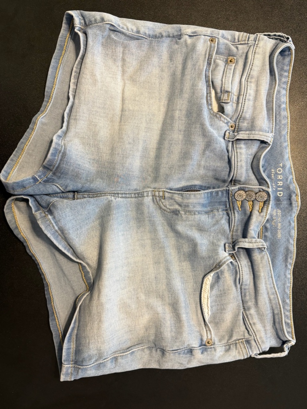 torrid Faded Blue Denim jegging Shorts with Contrast Stitching